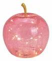 Produktbild: LED Bruch Glas Apfel 16 cm - rosa - Deko Frucht Tisch Leuchte Batterie Timer