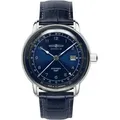 Produktbild: Zeppelin Herrenuhr 76683 - Dunkelblaues Ziffernblatt mit silbernen Zahlen/Indices,dunkelblau,graue Naht - 42mm