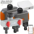 Produktbild: 2er-Set WLAN-Bewässerungscomputer mit Dual-Ventil, 2-fach-Verteiler