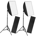 Produktbild: tectake® 2er-Set Studioleuchte, mit Softbox und ausziehbarem Stativ, 6500K Dauerlicht, geringes Gewicht, inklusive Tragetasche