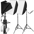 Produktbild: tectake® Fotostudio Studioleuchte 2er Set, Softbox Kit, Dauerlicht, 6500K Tageslicht, Studioblitzset inkl. Leuchtmittel, verstellbares Stativ und Tragetasche