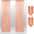 Produktbild: Bestlivings Dekoschal Noella mit Universalband 2er Pack 140 cm x 245 cm Inkl. Raffhalter Orange