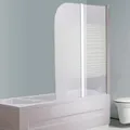 Produktbild: Mucola Duschabtrennung Badewannen Badewannenaufsatz ESG Glas Duschtrennwand  Badewannenfaltwand Duschwand - 141x117 Weiß
