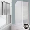 Produktbild: Mucola - Glas Badewannen Duschabtrennung Satiniert Streifen Duschwand Badewannenaufsatz