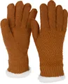 Produktbild: styleBREAKER Damen warme Winter Handschuhe mit Reiskorn Muster und Fleece, Thermo Strickhandschuhe, Fingerhandschuhe 09010040, Farbe:Cognac