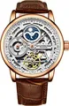 Produktbild: Stuhrling Original Herren-Skelettuhr, automatische Herrenuhr – Dualzeit, AM/PM, Sonne und Mond, Echtlederarmband