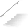 Produktbild: Handlauf, 201er Edelstahl, Matt, Rundes Treppengeländer, Innen & Außen, 150 Cm, Ø 38 Mm, Mit Halterung, Silber - Relaxdays
