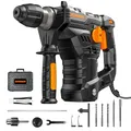 Produktbild: DOVAMAN RH15A Bohrhammer 1500W SDS-Plus, 7 Joule, 4 Funktionen, 900 U/min, 4350 bpm, Anti-Vibration, Sicherheitskupplung, inkl. Bohrer- & Meißelset, für Beton & Mauerwerk, mit Koffer
