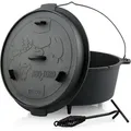 Produktbild: BBQ-Toro Dutch Oven Forest Serie 13,6 L DO12F Kasan Kochtopf Gusstopf Gusseisen mit Deckelheber und Füßen - Schwarz