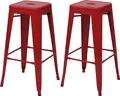 Produktbild: 2er-Set Barhocker MCW-A73, Barstuhl Tresenhocker, Metall Industriedesign stapelbar rot