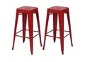 Produktbild: 2er-Set Barhocker MCW-A73, Barstuhl Tresenhocker, Metall Industriedesign stapelbar ~ rot