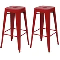 Produktbild: B-Ware 2er-Set Barhocker MCW-A73, Barstuhl, Metall Industrial stapelbar, rot