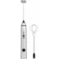 Produktbild: Bialetti Stab-Milchaufschäumer mit zwei Aufsätzen, USB-Aufladbar, Kunststoff, Metall, Silber, 23 cm, 6770 - Silber