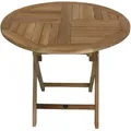 Produktbild: Zebra  Gartentisch Poker, Natur, Holz, Teakholz, massiv, Hartholz, rund, X-Form, 90x74x90 cm, klappbar, Gartenmöbel, Gartentische, Klapptische