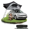 Produktbild: Juskys Autodachzelt Lago 120 x 210 cm - UV-Schutz & Wasserdicht - Matratze & LED-Beleuchtung - Camping & Outdoor - Teleskopleiter - Schwarz/Grau