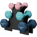Produktbild: Fitness-Set, Hellblau, Dunkelblau, Hellrosa, Metall, 3-teilig, 38.5x14.5x35.5 cm, Tische