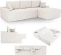 Produktbild: Juskys Sofa Coredo - Creme, moderne Couch aus Cord mit Kissen, Ottomane rechts