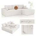 Produktbild: Juskys Sofa Coredo - modernes Cord Sofa mit Ottomane rechts, gemütliche Couch mit Schaumstoffpolsterung, Cordbezug & Kissen, modular - Creme