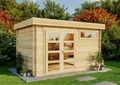 Produktbild: Gartenhaus Leandro-28 mit Fußboden aus Holz, Gerätehaus 394x268, 8,64 m², 28 mm Wandstärke - Imprägnierung Pinie
