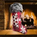 Produktbild: CleanPrince Weihnachtsstrumpf 1 Stück rot kariert Fell XXL ca. 40-50 cm Nikolausstiefel Kaminstrumpf Kaminsocken Weihnachtssocken Weihnachtsdeko Kamindeko