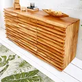 Produktbild: Massives Sideboard RELIEF 160cm Akazie mit aufwändiger Front Kommode Anrichte Akazienholz