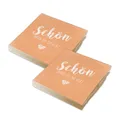Produktbild: itenga 40x Servietten Schön dass du da bist Aprikose orange Hochzeit Geburtstag