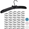 Produktbild: 50 X Kleiderbügel Satin, Weich Gepolstert, 360° Drehbarer Haken, Dekorative Schleife, Satinbügel, 38 Cm Breit, Schwarz