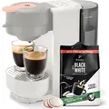 Produktbild: Tchibo Kaffeepadmaschine „CALL ME PAD“ inkl. 36 Kaffeepads Black & White, mit Taste für To-Go Becher, für 2 Tassen, schnell und leise, automa... - Weiß