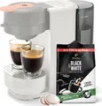 Produktbild: Tchibo Kaffeepadmaschine „CALL ME PAD“ inkl. 36 Kaffeepads Black & White, mit Taste für To-Go Becher, für 2 Tassen, schnell und leise, automatische Abschaltfunktion, Weiß