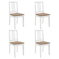 Produktbild: vidaXL Esszimmerstühle 4 STK., Esszimmerstuhl mit Polstern Rückenlehne, Essstuhl Küchenstuhl Holzrahmen, Stuhl Holzstuhl Esszimmer Küche, Modern, Weiß Massivholz