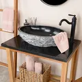 Produktbild: wohnfreuden Marmor Waschbecken 60 cm oval in anthrazit - Mit Unikat Auswahl