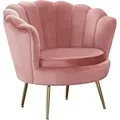 Produktbild: SalesFever Muschel-Sessel | Bezug Samt-Stoff | Gestell Metall goldfarben | B 78 x T 76 x H 78,5 cm | rose - Rosa