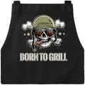 Produktbild: MoonWorks Born To Grill Grill-Schürze für Herren mit Spruch Totenkopf schwarz unisize