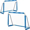Produktbild: Relaxdays Fußballtor Garten, 2er Set, Kinder & Erwachsene, HBT 110 x 150 x 75 cm, Metall, stabile Tore für Fußball, blau