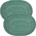 Produktbild: Erwin Müller Tischset Silves 2er-Pack dunkelgrün Größe oval: 33x48 cm - in Flechtstruktur, Schutz vor Kratzern und Flecken, feucht abwischbar, besonders pflegeleicht und strapazierfähig