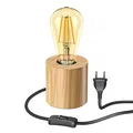 Produktbild: Tischlampe HITO Holz massiv rund inkl. E27 LED Retro gold max. 814lm extra-wa...