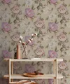 Produktbild: Fototapete violett, rosa, beige, grün Blumen für Schlafzimmer 10,05 m x 0,53 m