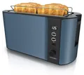 Produktbild: Arendo - Edelstahl Toaster Langschlitz 4 Scheiben - Defrost Funktion - wärmeisolierendes Gehäuse - mit integrierten Brötchenaufsatz - Krümelschublade - Display mit Restzeitanzeige - Admiral Blau