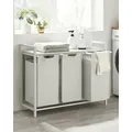 Produktbild: VASAGLE Wäschekorb 3 Fächer, mit Ablage, ausziehbar abnehmbar, 3 x 38 L, weiß - Weiß