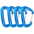 Produktbild: Relaxdays Karabiner Aluminium 4er Set, Outdoor, Schwerlast Karabinerhaken 1700 kg, Rucksack, Schlüssel, Hängematte, blau