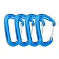 Produktbild: Relaxdays Karabiner Aluminium 4er Set, Outdoor, Schwerlast Karabinerhaken 1700 kg, Rucksack, Schlüssel, Hängematte, blau