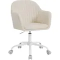 Produktbild: WOLTU Schreibtischstuhl, Bürostuhl ergonomisch, mit Armlehnen, Samt, Metallrahmen : Cremeweiß Farbe: Cremeweiß - Weiß