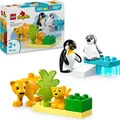 Produktbild: LEGO DUPLO Wildtier-Familien: Pinguine und Löwen – Spielzeug zur Förderung der Feinmotorik für Mädchen & Jungen ab 2 Jahren – Lernspielzeug für Kleinkinder mit 4 Tierfiguren – Geschenkidee – 10442