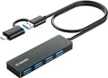 Produktbild: BYEASY USB HUB mit USB-C Stecker, USB C+A zu USB 3.0, Ultra Slim Multiport 4 Ports USB 3.0 Adapter für iPhone 15/16 Serie,MacBook/iPad Pro,iMac,Surface Pro,PC,Laptop,Tablets,Tastatur,Maus.-60cm