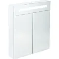 Produktbild: Relaxdays LED Spiegelschrank, 2 Türen, 3 Fächer, Steckdose, LED-Wandschrank, Stahl, H x B x T: 67 x 60 x 12 cm, weiß - Transparent