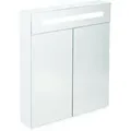 Produktbild: Relaxdays - Led Spiegelschrank, 2 Türen, 3 Fächer, Steckdose, Led-wandschrank, Stahl, H X B X T: 67 X 60 X 12 Cm, Weiß