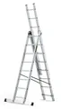 Produktbild: DRABEST Leiter PRO Serie Aluleiter 3-teilig Mehrzweckleiter 3x8 Stufen Leiter Multifunktionsleiter Kombileiter bis 150 kg Beslastbar - Arbeitshöhe 5,05 m - inkl. Eimerhaken