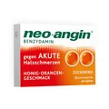 Produktbild: neo-angin Benzydamin gegen akute Halsschmerzen mit Honig-Orangengeschmack | bei schmerzhaften Halsentzündungen | für Erwachsene & Schulkinder ab 6 Jahren | zuckerfrei | 20 Stück
