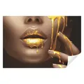 Produktbild: Wallarena Fototapete Frau Gold Maul Kunst Sexy Vlies Tapete Wohnzimmer Schlafzimmer, Glatt Vlies, Struktur Vinyl, Nackt, Tapete inklusive Kleister Vliestapete Motivtapete Wandtapete 2.54 m x 1.84 m