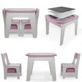 Produktbild: Juskys Kindersitzgruppe Milou mit 2 Stühlen, Tisch & Stauraum - Holz Sitzgruppe für Kinder - Rosa